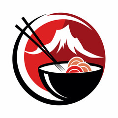 Chopstick Swoosh Bowl logo icon design for a Japanese seafood restaurant