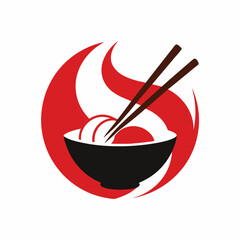 Chopstick Swoosh Bowl logo icon design for a Japanese seafood restaurant