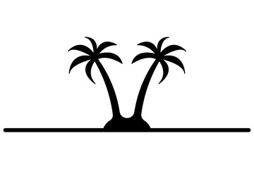 Palm tree silhouette vector art drawing with outline illustration