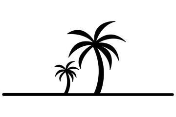 Palm tree silhouette vector art drawing with outline illustration