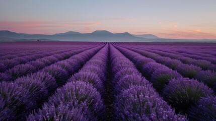 Stunning lavender field at sunset