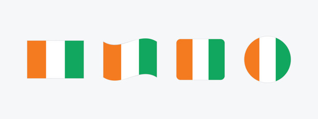 Vector Ivory Coast flag. Set of Ivory Coast Flags Collection. 
