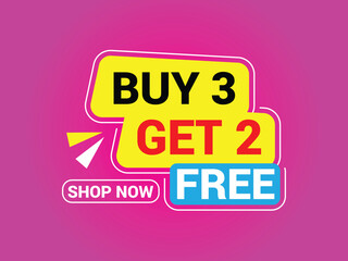 Buy 3 Get 2 Free Banner, Special Offer Banner, Big Sale, Sale Banner, Banner Design Template.