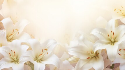 Fototapeta premium Closeup of white beautiful blooming lilies