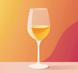 glass of white wine on vibrant background