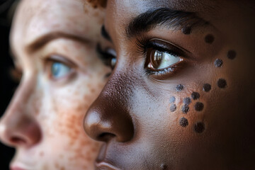 A close up of two women with diversity