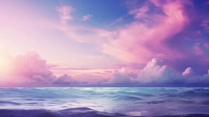 Beautiful tropical pink blue sea sunset and beautiful blue purple sky clouds in the background and sea ocean waves.
