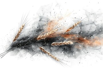 Obraz premium Spikelets. Wholewheat. Gluten. Isolated Black
