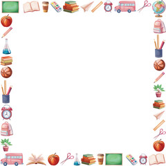 School elements square frame for educational activity