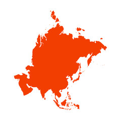 Asia Continent Flat World Map Isolated Vector Illustration