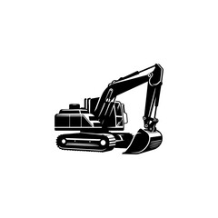 Simple Excavator Logo Flat Black Vector