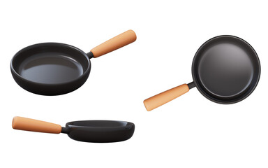 Cartoon style kitchen ware pan, 3d rendering.