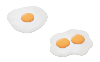 Cartoon style fried egg, 3d rendering.