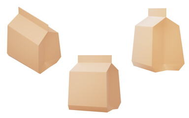Cartoon style paper bag, 3d rendering.