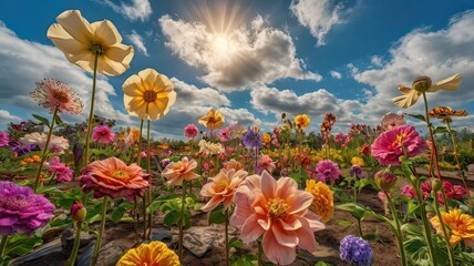 Obraz premium Singing Flower Garden: A Symphony of Colors and Textures