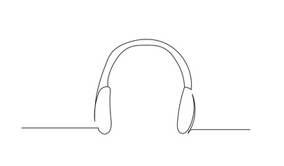 Obraz premium One line drawing Headphones, minimalism .Isolated on white background vector illustration