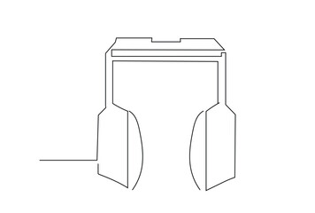 One line drawing Headphones, minimalism .Isolated on white background vector illustration