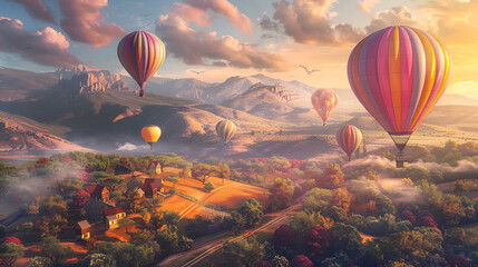 hot air balloon over region country