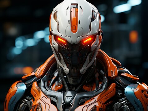 Cutting-Edge Android with Glowing red Eyes and Sophisticated Armor
