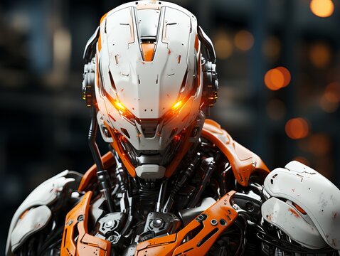 Advanced Humanoid Robot with Illuminated Visor and Modern Design