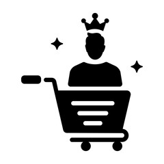 Glyph icon of premium customer wearing crown 