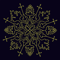 Watercolor mandala lotus flower drawing