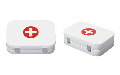 First aid medical box with cartoon style, 3d rendering.