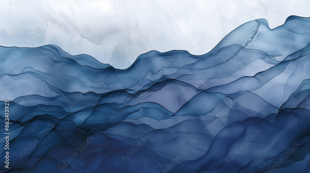 Wall mural abstract blue watercolor background