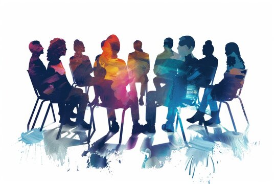 A group of people sitting in a circle, engaged in a lively discussion, showcasing active participation and communication