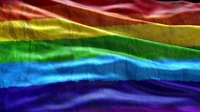 a flag of rainbow colors flutters in the wind