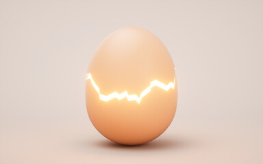 Realistic cracked egg, 3d rendering.
