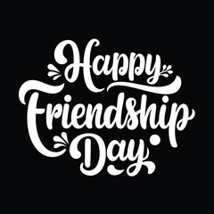 Happy friendship day text calligraphy hand lettering vector illustration best friendship together love greeting design concept forever relationship community group teamwork partner concept.....