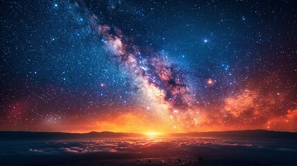 Naklejka premium Radiant Night Sky: Discovering the Universe in a New Dimension