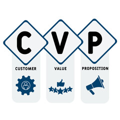 CVP - Customer Value Proposition acronym. business concept background. vector illustration concept with keywords and icons. lettering illustration with icons for web banner, flyer, landing page