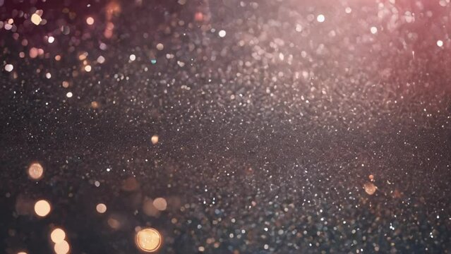 festive background with pink glitter particles shining plink sparkles, blurred bokeh.