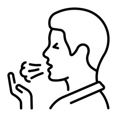 A line icon showing a person suffering from chronic cough 