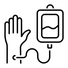 An outline icon of blood transfusion treatment 