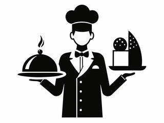 Restaurant food server silhouette vector illustration 
