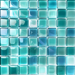 Teal mosaic tiles pattern, textured design, decorative use