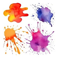 Bright watercolor spots, blots on sheets of paper.