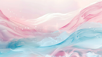 Contemporary abstract design showcasing a serene wave of pastel pink and light azure, with subtle circular elements