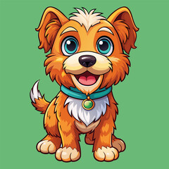 Fototapeta premium Vector Cheerful Cute Dog on Isolated Background