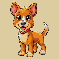Fototapeta premium Vector Cheerful Cute Dog on Isolated Background