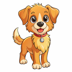 Vector Cheerful Cute Dog on Isolated Background