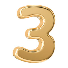 Naklejka premium Gold 3D Number 3