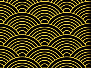 Black and yellow pattern with undulating waves, creating a visually captivating black and yellow design