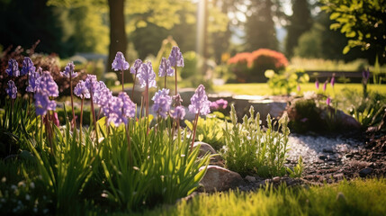 Flowers in a garden with the beauty of floral landscapes and garden designs