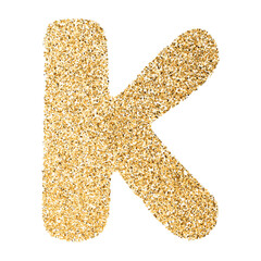 Gold Glitter Font Letter K uppercase