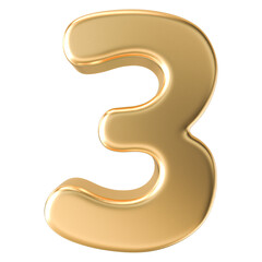 Gold 3D Number 3