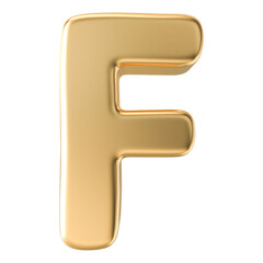 Gold 3D Font Letter F uppercase